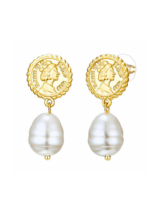 Earrings Pendants Gold Plated with Pearls