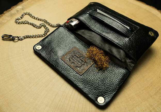 Original Kavatza Leather Tobacco Pouch With Magnetic Clasp Black