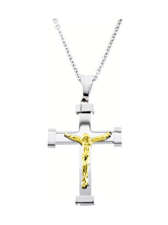 Men's Cross from Steel with Chain