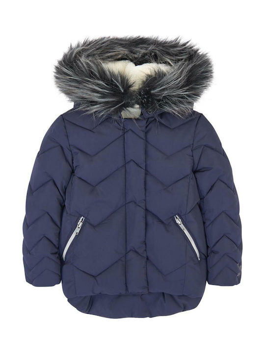 Catimini Girls Parka Blue Faux Fur-lined Padded Coat with Ηood