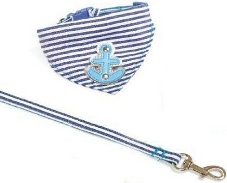 Croci Dog Leash/Lead Strap Nylon Set Collar Bandana in Blue color