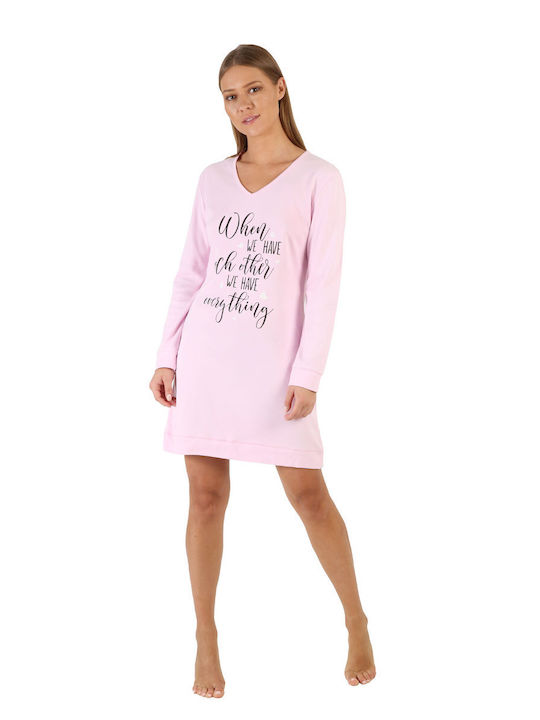 Miss Rodi Winter Cotton Women's Nightdress Pink