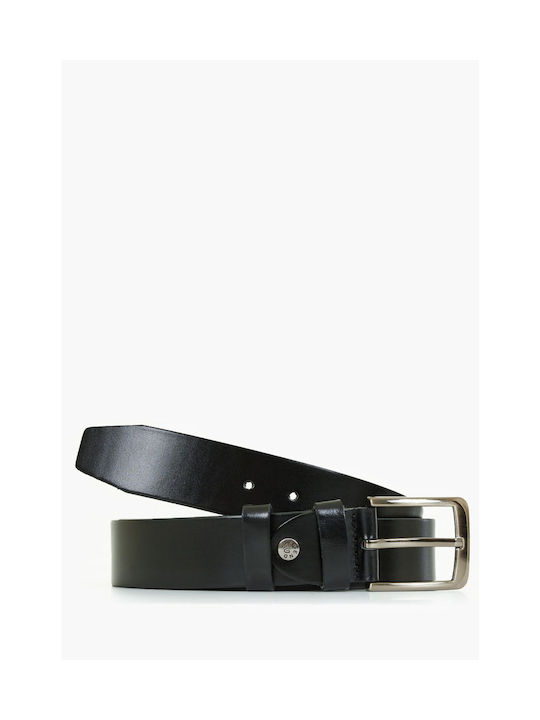 Mortoglou Men's Leather Belt Black