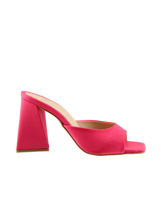 Stefania Chunky Heel Mules Fuchsia