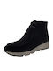 Leder Stiefeletten Damen Schwarz