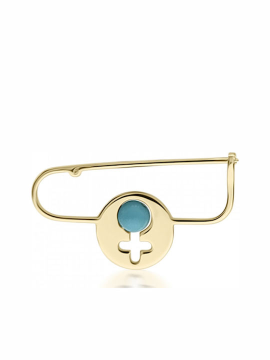 Ekan Child Safety Pin made of Gold 14K with Cross for Boy