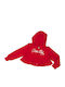 Kids Cardigan Cotton with Hood Red
