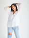 Beltipo Women's Blouse Long Sleeve with V Neckline White