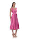 Farmaki Summer Midi Dress for Wedding / Baptism Satin Fuchsia