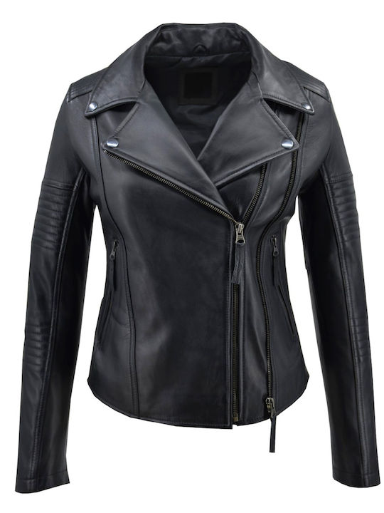 Dermatina 100 Leder Jacke Biker Leder Schwarz