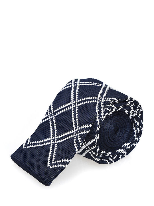 Vardas Men's Tie Knitted Printed Blue