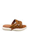 Women's Flat Sandals in Tabac Brown Color