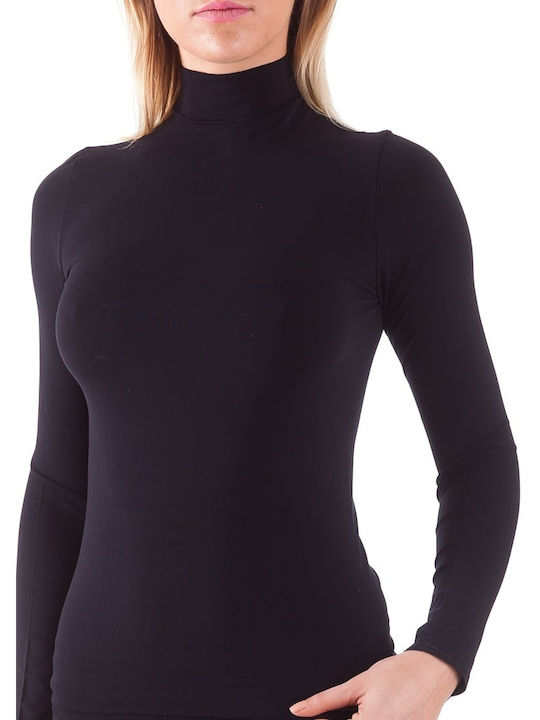 Diana Long Sleeve Black Tricou pentru femei Pulover cu guler înalt