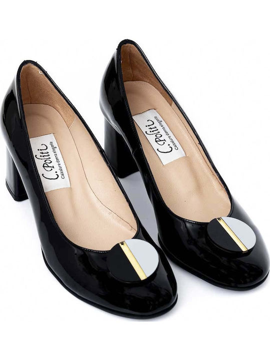 Anatomic Leather Black Medium Heels
