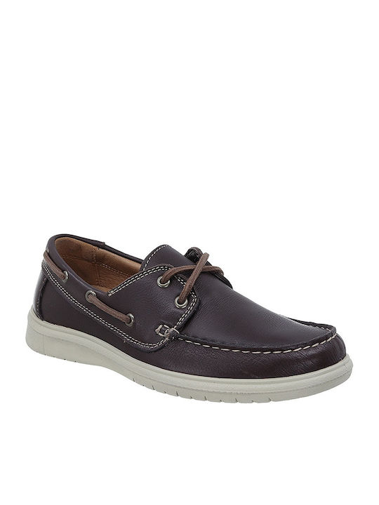 Imac Men's Leather Boat Shoes Brown
