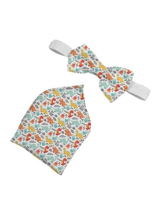 Bonjour Bebe Set Papion cu șapcă plată & batistă Alb
