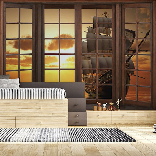 Self-adhesive Wall Mural Vinyl Brown 350x270cm Washable