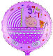 Balloon Foil Girl Birth Round Multicolour