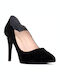 Suede Pointed Toe Stiletto Black High Heels