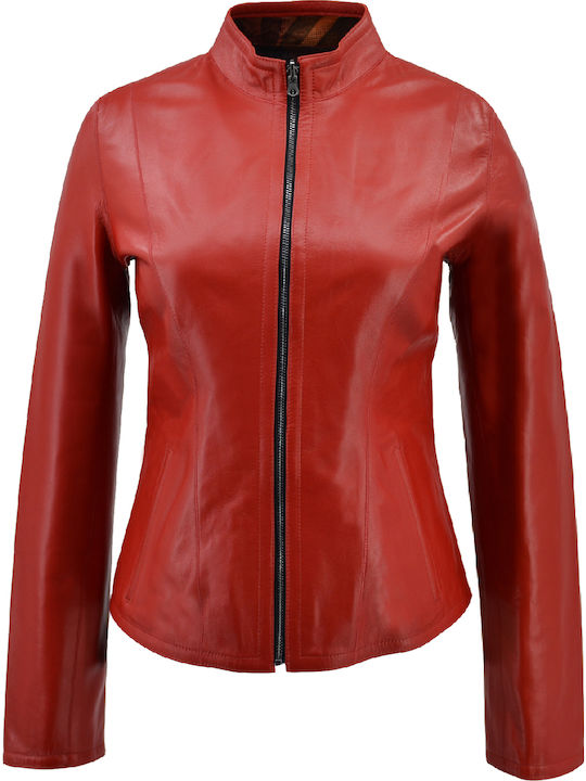 Piele Jachetă de femei Biker Jacket Roșu