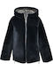 Women's Short Lifestyle Jacket Double Sided for Winter with Hood Black