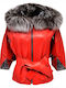 Women's Short Lifestyle Leather Jacket for Winter Red