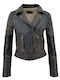 Δερμάτινο Γυναικείο Biker Jacket Μαύρο