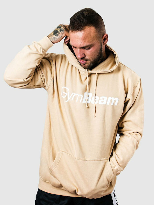 GymBeam Men's Sweatshirt with Hood & Pockets Beige