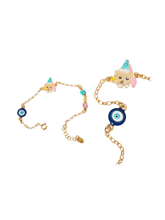 Woofie Kids Gold Plated Silver Chain Bracelet with Evil Eye for Girl
