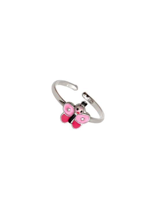 Woofie Silver Opening Kids Ring with Design Butterfly 4465