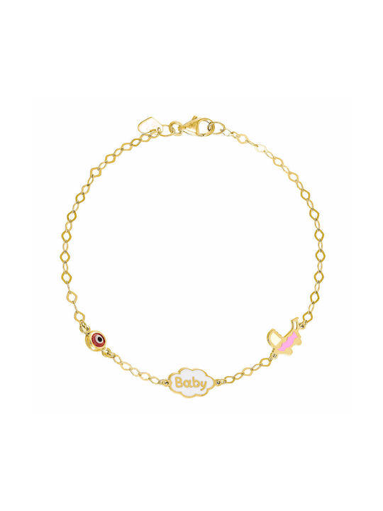 Ioannis Kosmima Kids Bracelet Chain from Gold-plated Silver with Evil Eye