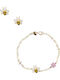 Polytimo Set mit Ohrringe & Armband aus Gold 9K mit Steinen