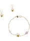 Polytimo Set mit Ohrringe & Armband aus Gold 9K mit Steinen