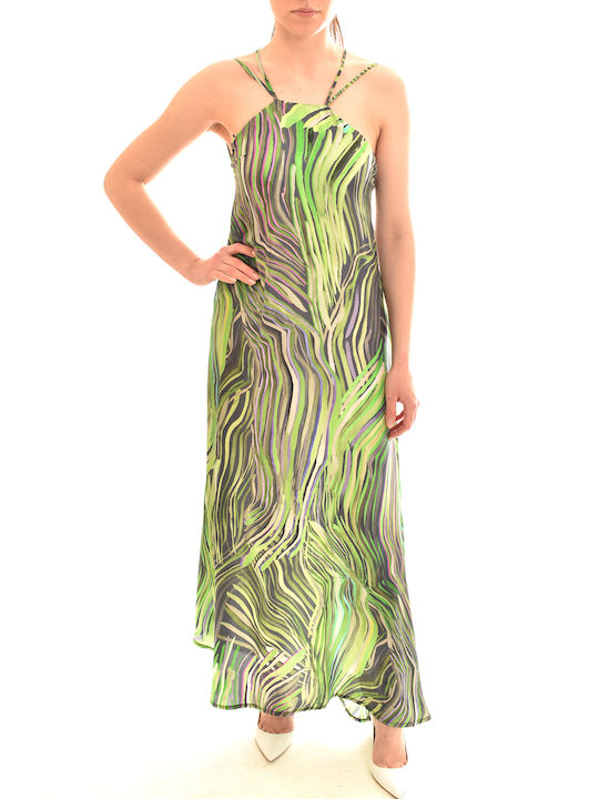 Lotus Eaters Summer Maxi Evening Dress Satin Green