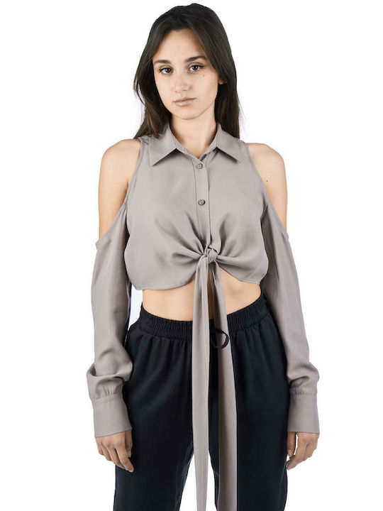 Zoya Women's Blouse Long Sleeve Gray