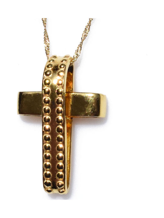 Bizoutaki Kreuz aus Vergoldetem Silber mit Kette
