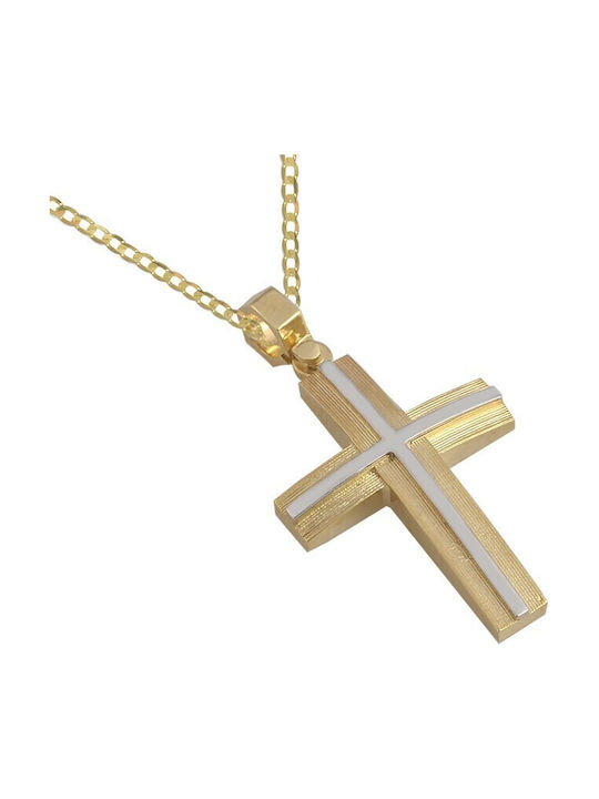 Herren Gold Kreuz 14K mit Kette