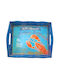 Collezione Imports Wooden Rectangular Serving Tray with Handles in Blue Color 35x29x6cm 1407001 1pcs