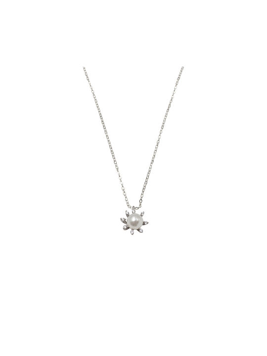 Silverline Necklace from Silver with Pearls & Zircon