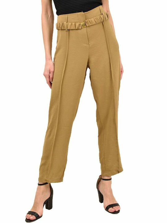 Potre Women's Cotton Trousers with Elastic Beige