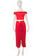 Women's High-waisted Fabric Trousers Red