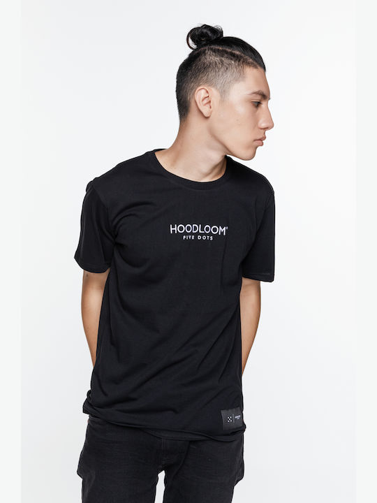 HoodLoom T-shirt Bărbătesc cu Mânecă Scurtă Negru