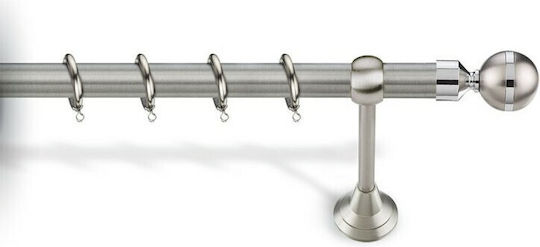 Viobrass Metallic Curtain Pole Single Φ25mm 160cm Silver
