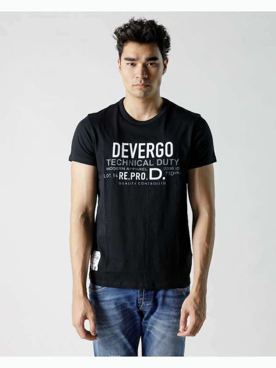 Devergo T-shirt Bărbătesc cu Mânecă Scurtă Negru