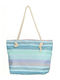 MiandMi Beach Bag Turquoise with Stripes
