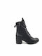 Leder Stiefeletten Damen Schwarz