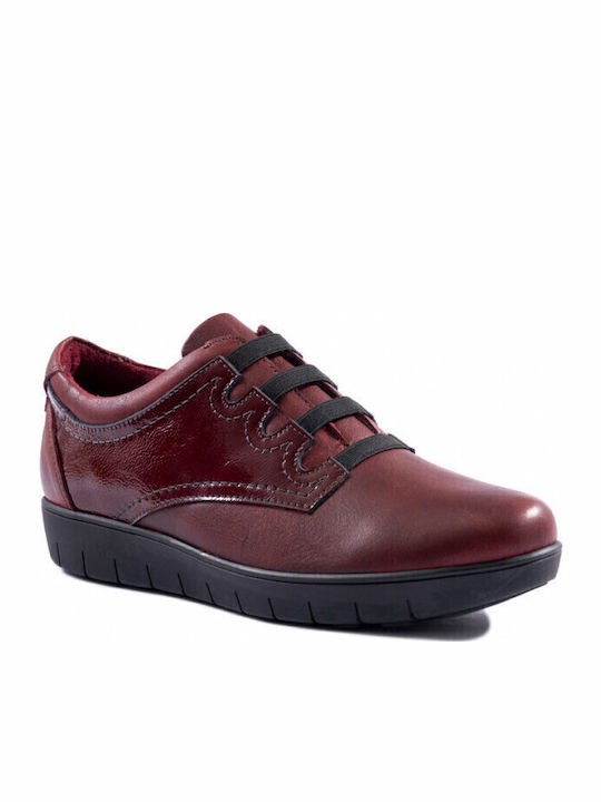 Leder Damen Oxfords in Burgundisch Farbe
