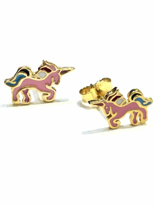 Paraxenies Gold Plated Kids Earrings Studs Unicorns made of Silver