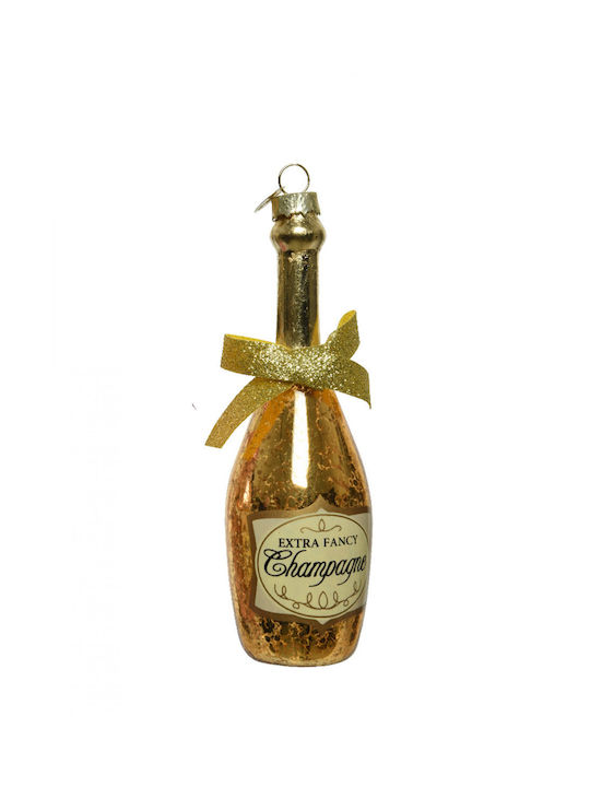Hängendes Ornament Flasche Glas Gold 13.5x4.5cm
