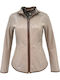 Women's Short Lifestyle Leather Jacket for Spring or Autumn Beige